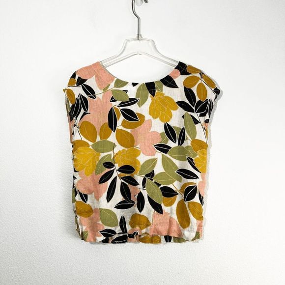 Rachel Zoe Tops - Rachel Zoe 100% Linen Floral Short Sleeve Top Women's Small Multicolor